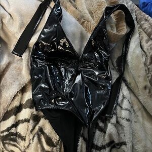 Black Shiny One-Piece Bodysuit